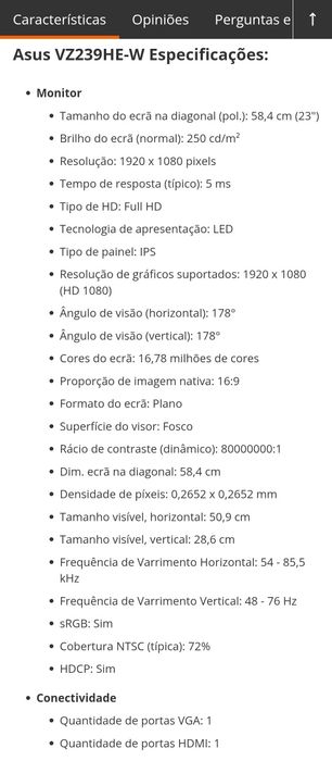 Monitor Asus vz239he w