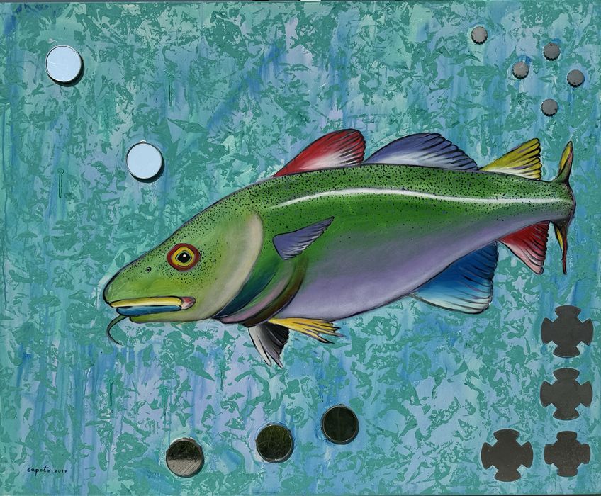 Bacalhau - obra de arte contemporanea em Óleo s/ tela