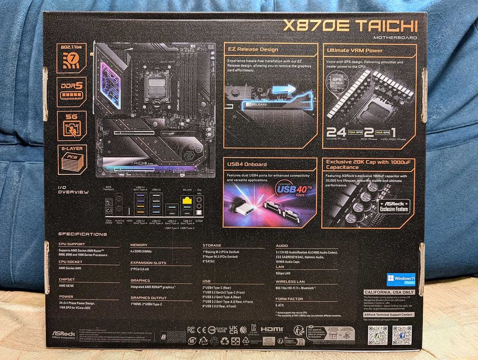 Топ материнська плата ASRock X870E Taichi AM5 amd ryzen Нова