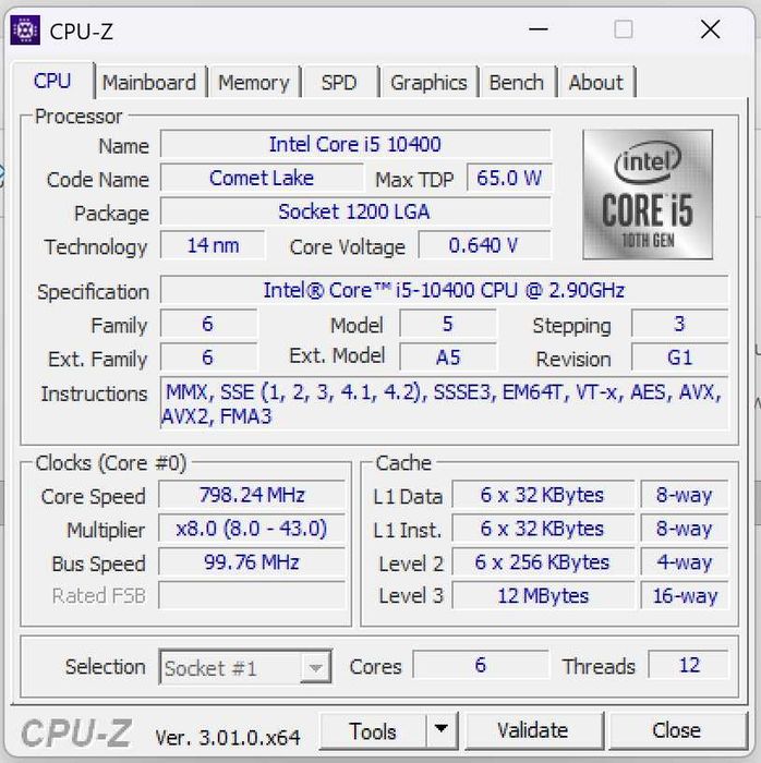 Komputer stacjonarny i5-10400/16GB RAM/500GB SSD