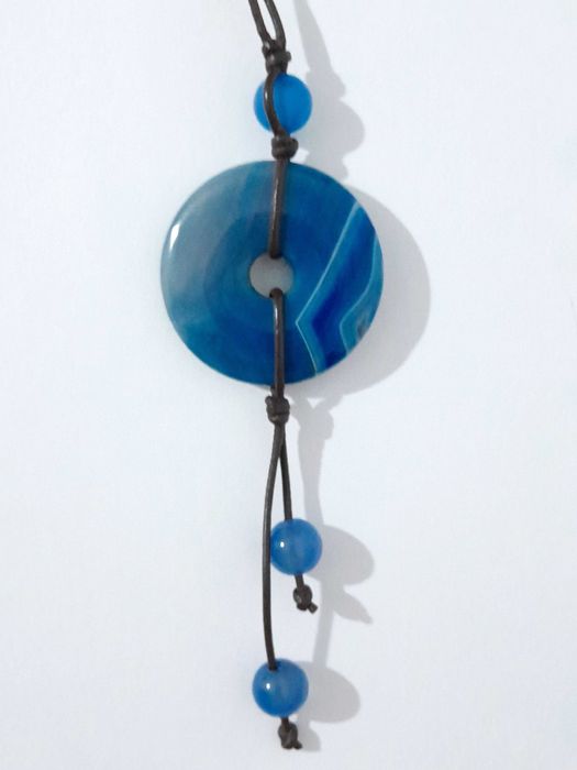 Colar comprido com ágata azul Stone by Stone (c/ ajuste para médio)