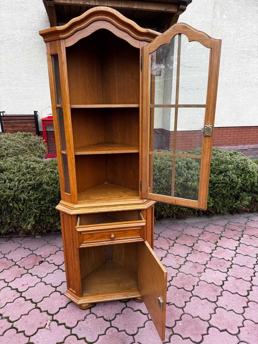 Witryna styl dębowa narożna kredens regał półki rogówka szafka komoda