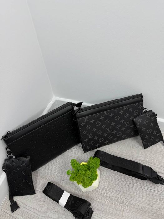 Сумка Louis Vuitton чорна Чоловіча сумка Лв клатч через плече