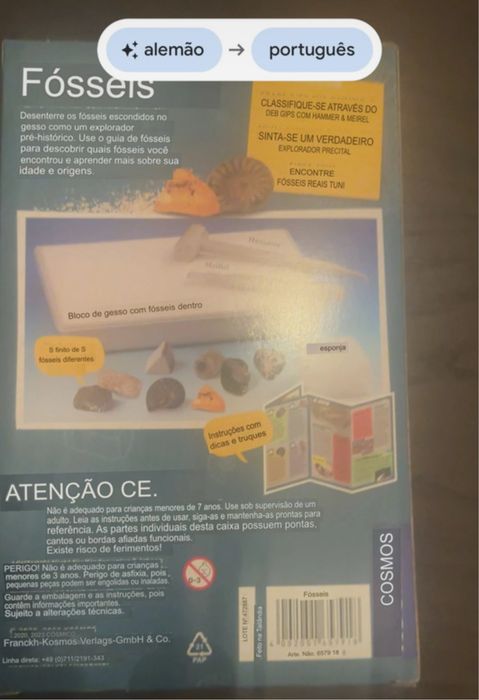 Jogo Desenterra fósseis reais" marca Kosmos