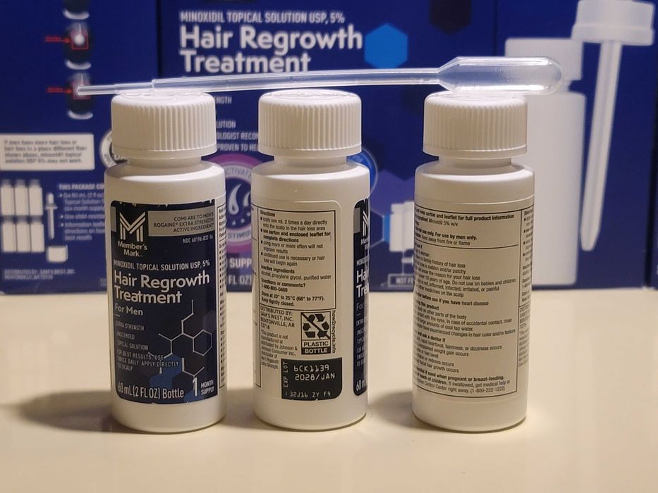 3x Frascos Minoxidil 5% Member’s Mark Líquido (3 Meses) – O "Gémeo" do Kirkland