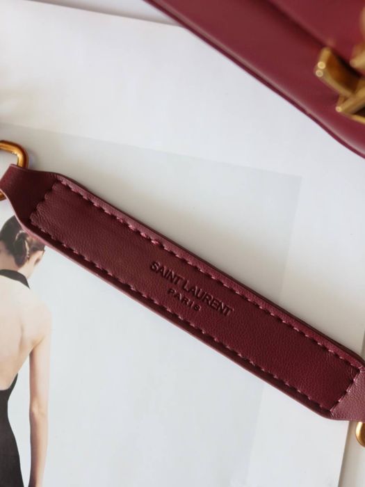 Сумка Yves Saint Laurent Loulou, жіноча шкіряна сумка в чорному, бордовому та білому кольорі, кожаная сумка лоран