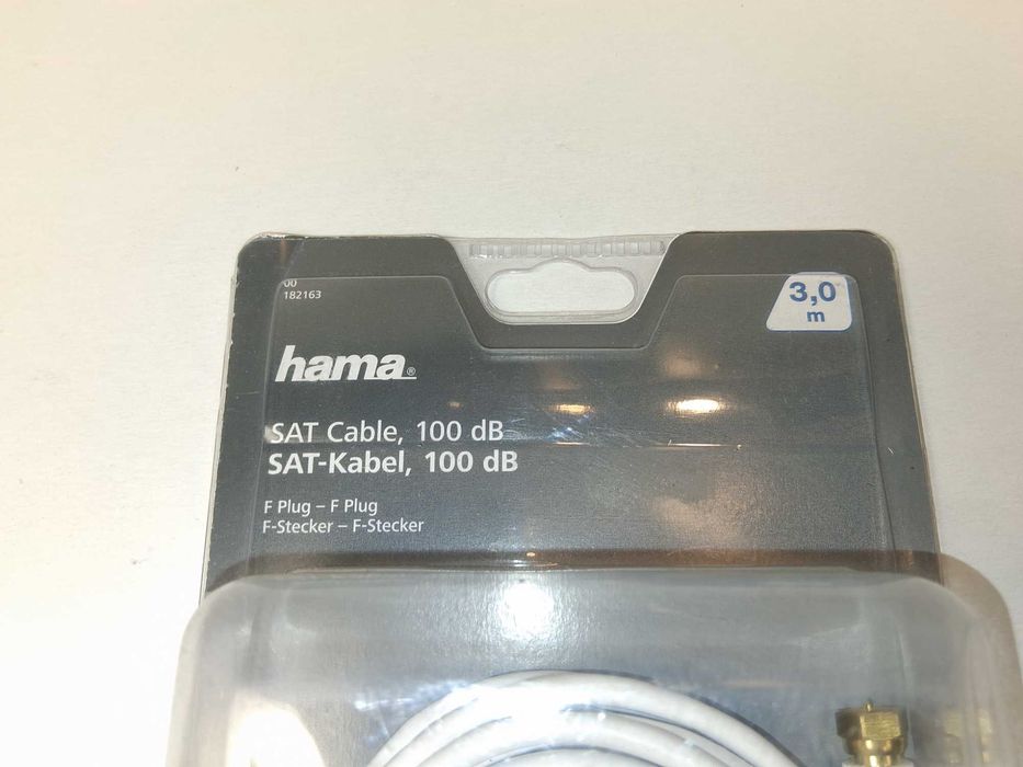 N265 Kabel Antenowy Satelitarny Hama F-Plug F-Plug 100 dB 3m Biały