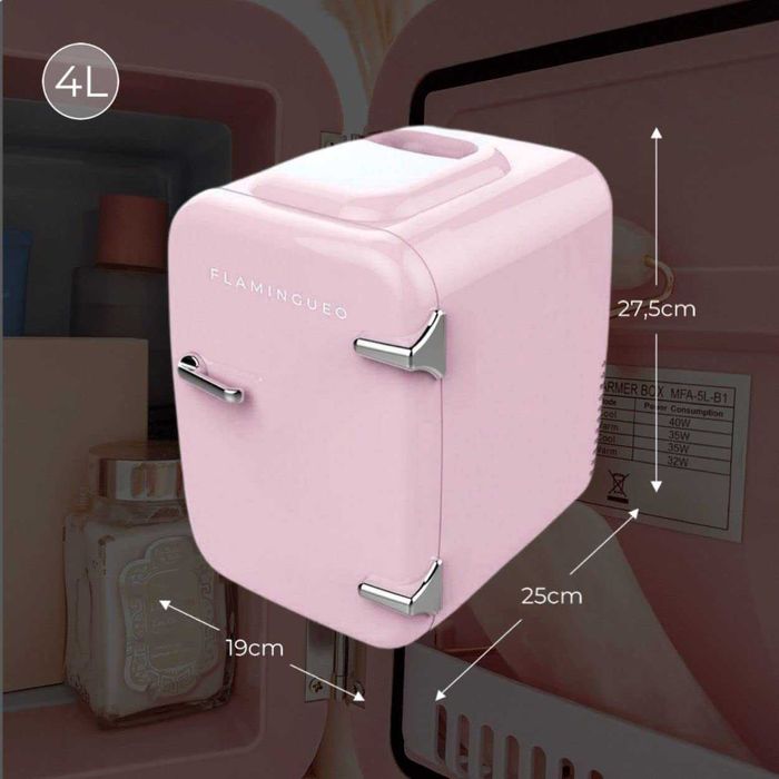 Flamingueo - Frigorífico pequeno portátil, 4 L, 12 V/220 V, rosa, novo