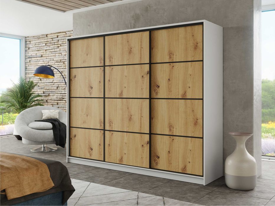 Szafa przesuwna 150x205x56 z lustrem oraz 4xszufladami