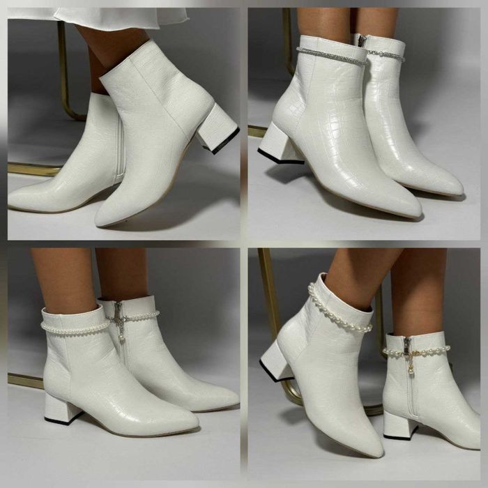 Весільні ботильйони, чобітки з єкошкіри з ремінцем ( знімається)