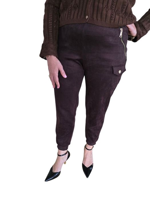 Spodnie bojówki zamszowe VELVET MOVE czekoladowe Velsatino rozmiar M