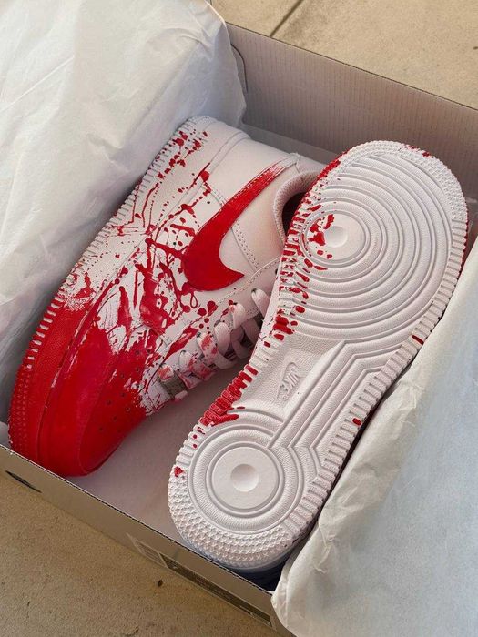 Кеди Nike Air Force 1 Low Custom Blood / кеди Найк Аір Форс червоні