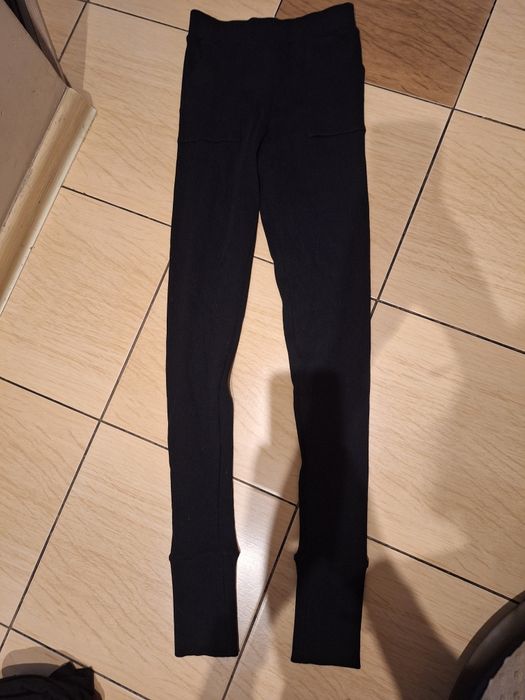 Leginsy prążkowane czarne S