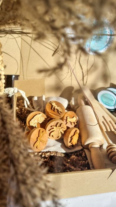 Naturalna ciastolina drewniane stempelki