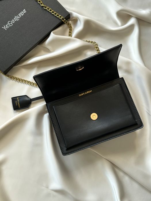 Сумка YSL чорна кроссбоди женская сумка Saint Laurent клатч на цепочке