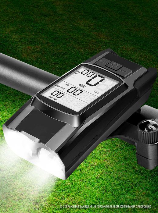 Велофара / велоспідометр / велокомпютер з сигналом на акумуляторі