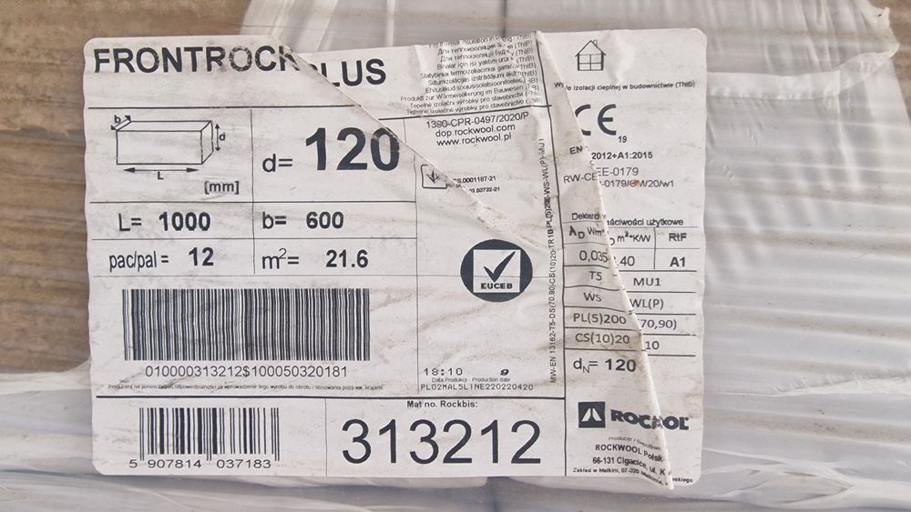 Wełna Rockwool FrontRock Plus 120mm 12cm