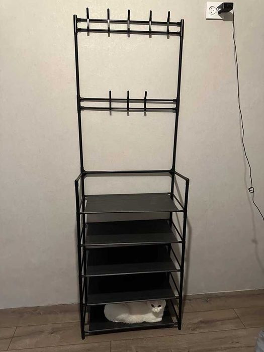 Полка-вішалка для взуття та одягу універсальна вешалка напольна