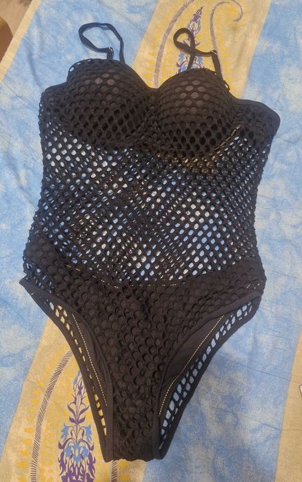 Купальник черный сетка сдельный