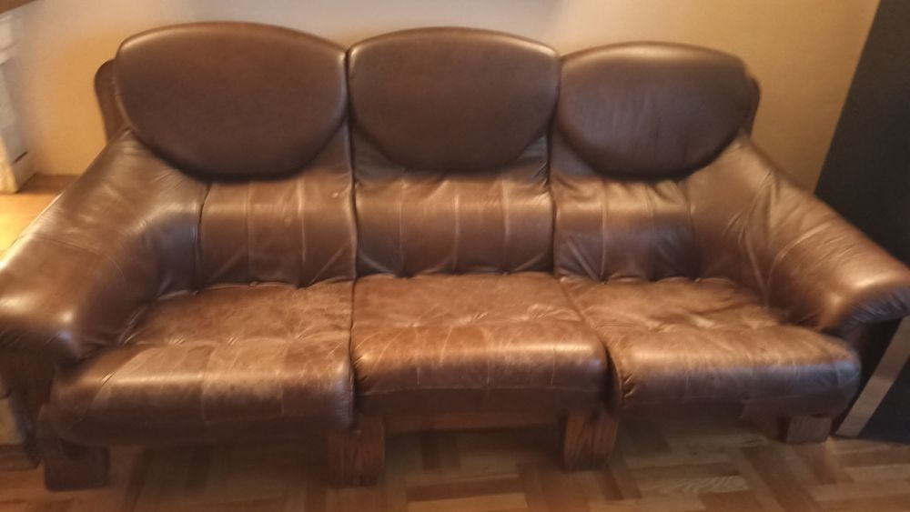 Zestaw wypoczynkowy skórzany dąb