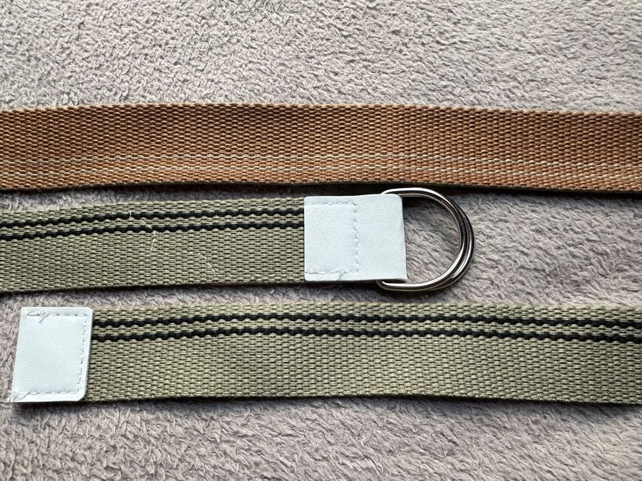 Pasek wiązany parciany klasyczny zielony brązowy khaki 1986 denim