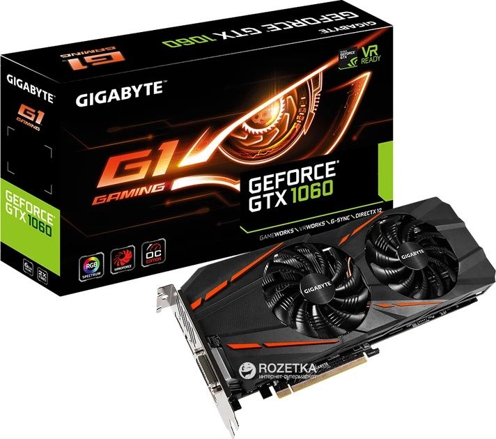 Видеокарта NVIDIA Gigabyte Gaming G1 GTX 1060 6Gb