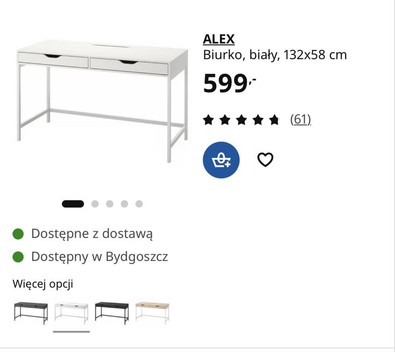 Biurko alex biale z ikea
