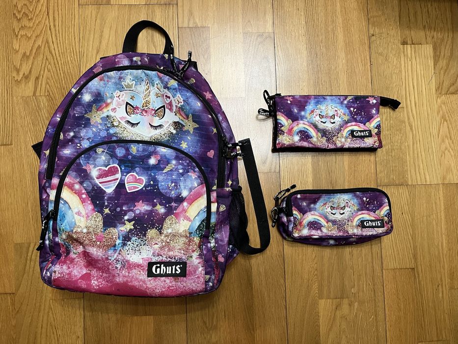Mochila escolar Ghuts Unicórnio + 2 estojos