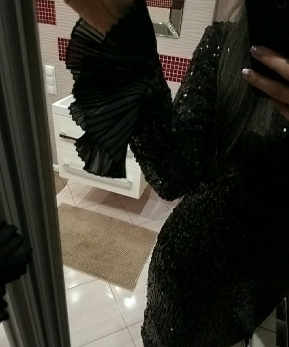 Nowa sukienka czarna cekiny cekinowa 38 m s/m wesele osiemnastka urodz