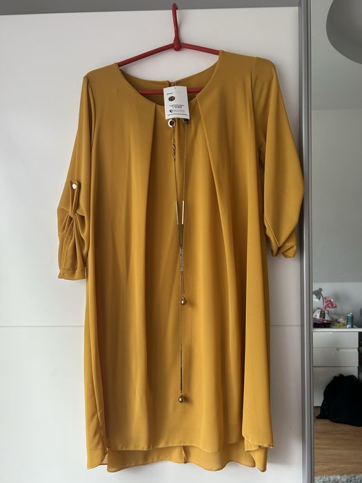 Nowa Sukienka elegancka rozmiar L musztardowa