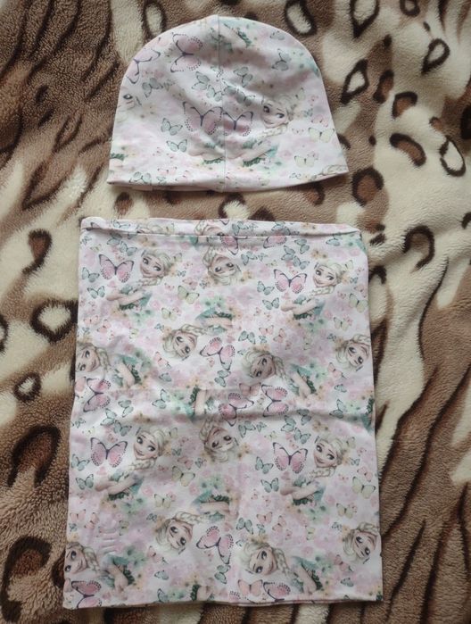 Komplet Kraina Lodu Elsa H&M r. 80/86 czapka i komin
