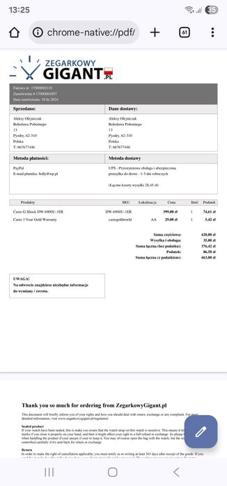 Casio G-Shock DW-6900U-1ER. Stan Bardzo Dobry, 100% Sprawny, Gwarancja