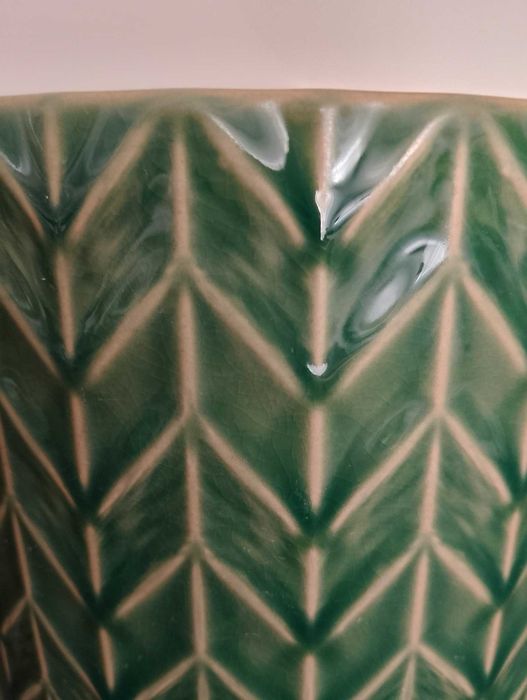 Robina ceramiczna donica doniczka butelkowa zieleń w jodełkę