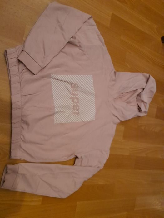 Bluza croptop pudrowy róż 146/152