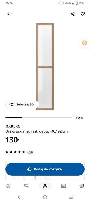Zestaw Ikea regał Billy oraz drzwi OXBERG