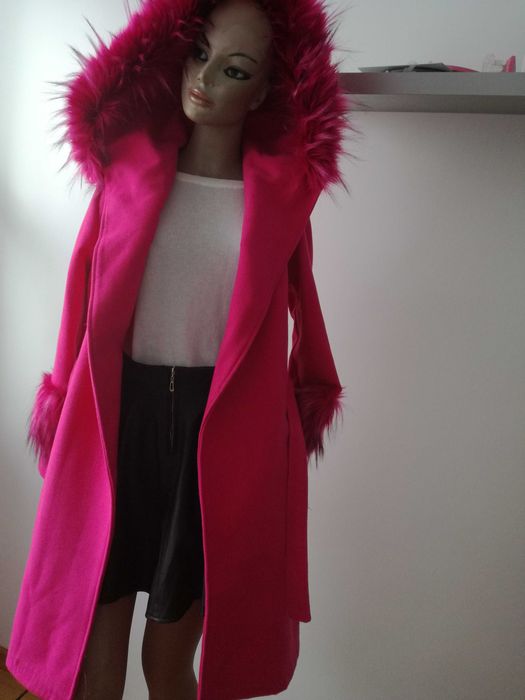 Plaszcz dlugi rozowy