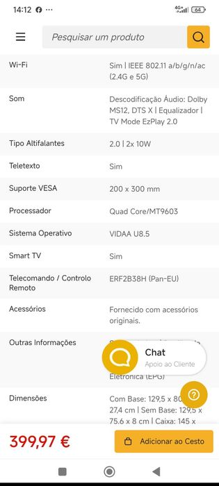 Tv Hisense 58 polegadas