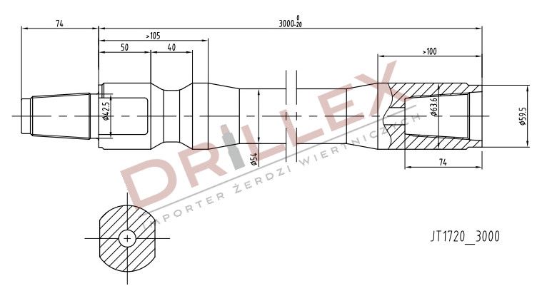 Żerdzie wiertnicze Ditch Witch JT1720 JT1720M1 3 m gwint DW 1.94