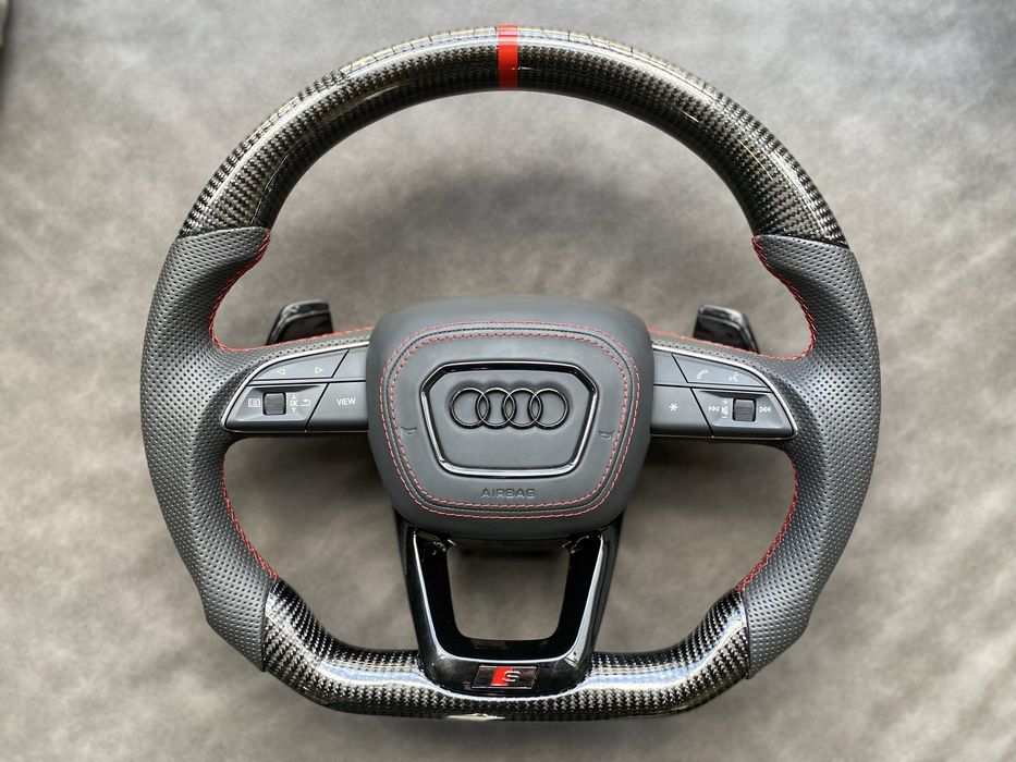 Карбонове кермо, руль, антихром, червона нитка Audi SQ3,SQ5,SQ7,SQ8