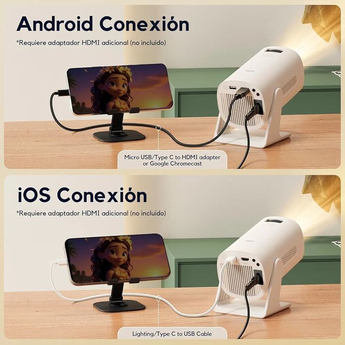 Mini przenośny projektorAuto Keystone AKIYO O3 Projektor Bluetooth