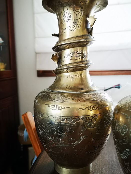 Jarroes bronze dragões chineses