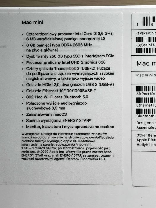 Mac Mini A1993 Space Gray 8GB/256GB