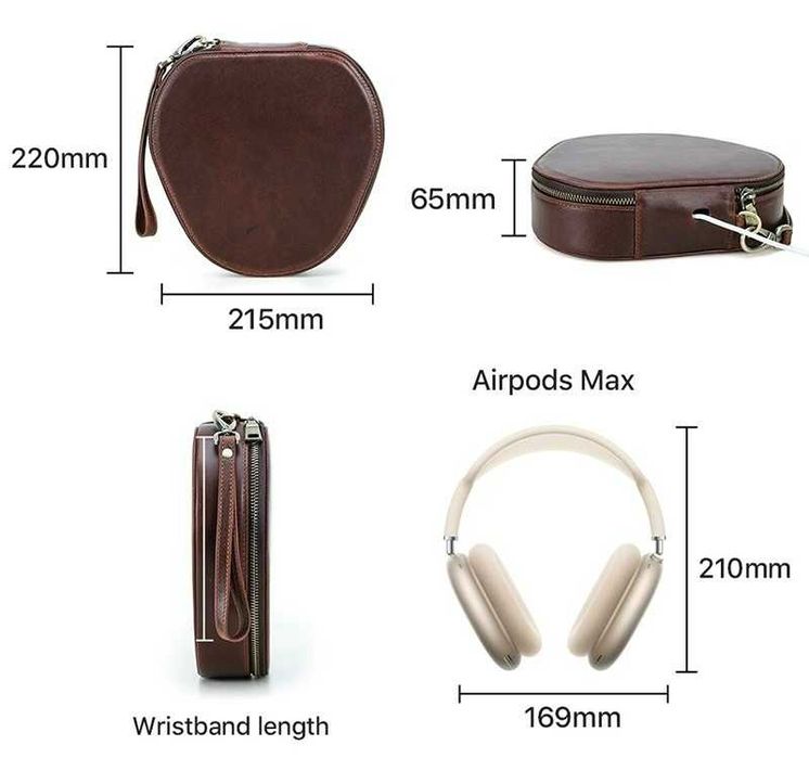 Capa para AirPods Max em pele de bovino com gravação personalizada