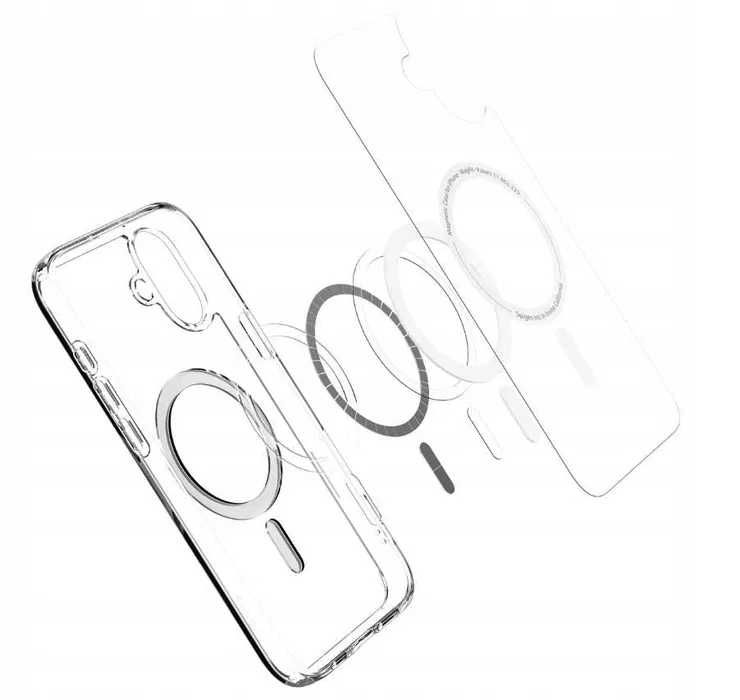 Etui Spigen do iPhone 16, do MagSafe plecki case z osłoną przycisku + szkło