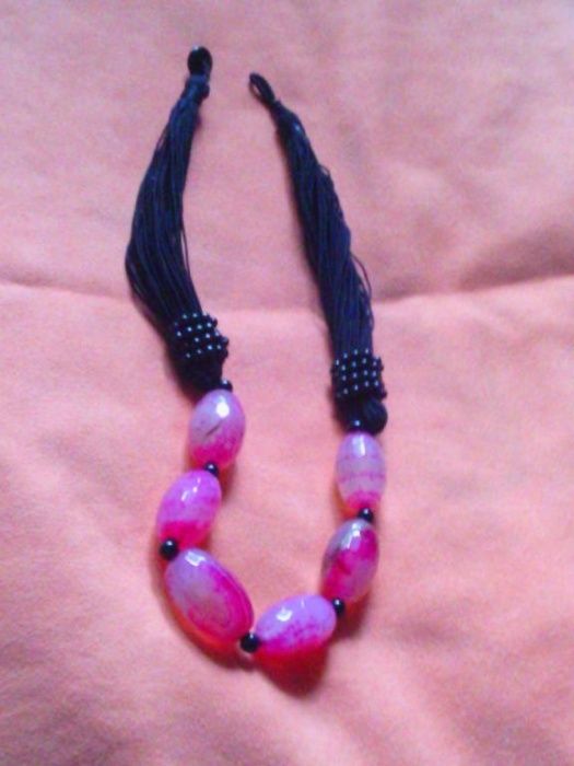 бусы, ожерелье, розовый агат, 50 см.