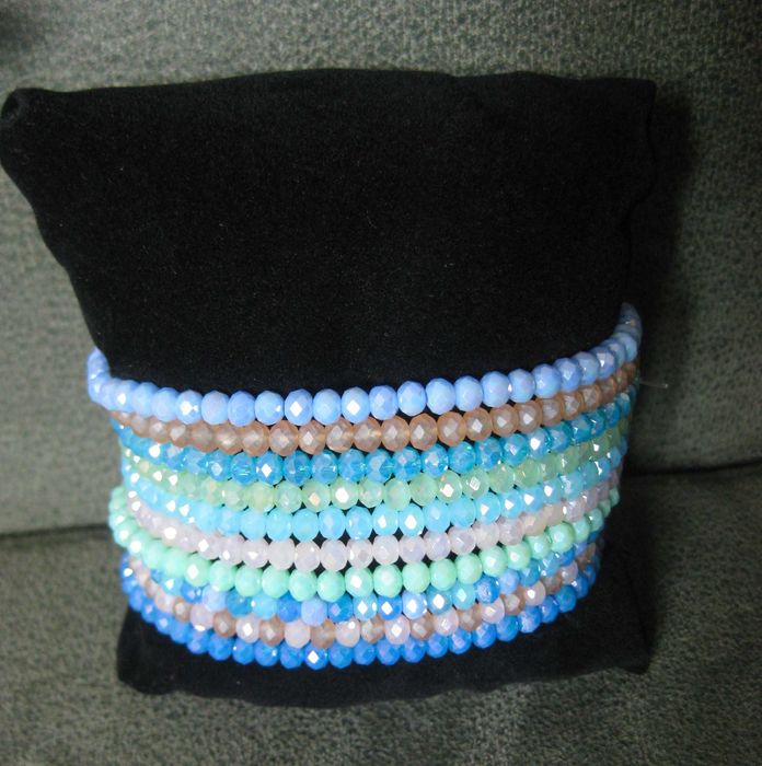 Pulseiras de Contas de Vidro Facetadas NOVAS - cores diversas