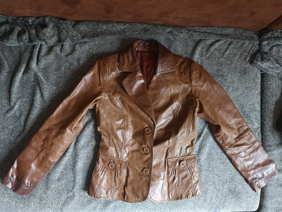 Kurtka skórzana brązowa