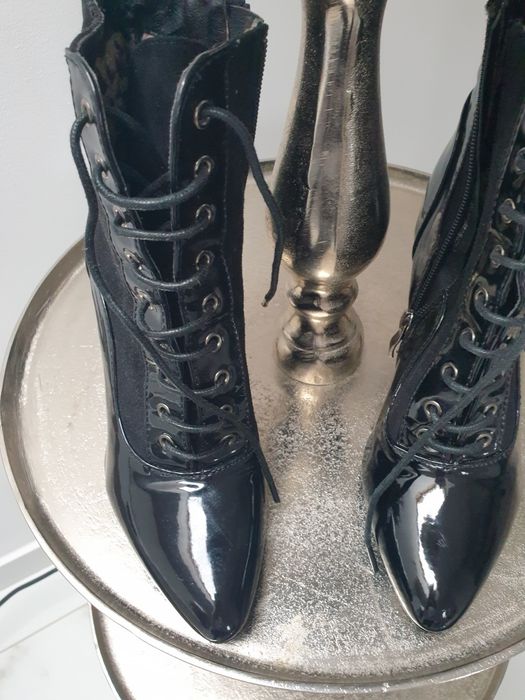 Botki dziewczęce 39 lakierowane czarne