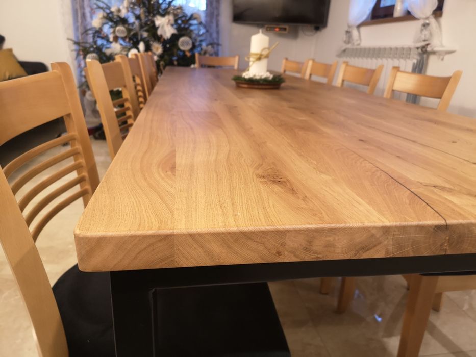 Stół drewniany dębowy loftowy nowoczesny rozkładany loft industrial