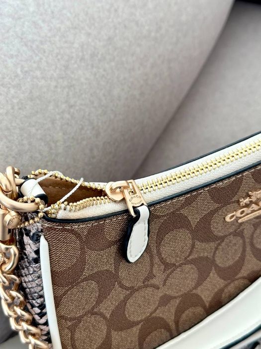Сумка Coach / сумочка коач коуч коричнева біла